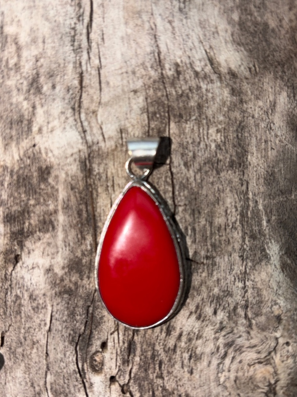 Red Teardrop Pendant Necklace - Classic Red Pendant